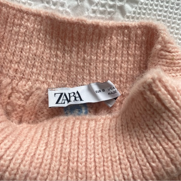 Zara Light Pink Floral Cable Knit Tube Top - Picture 4 of 6